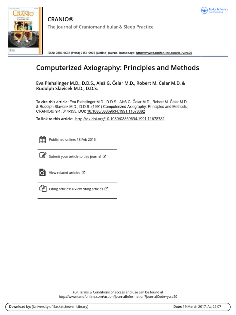 Computerized Axiography in TMJ Analysis | PDF | Rotation