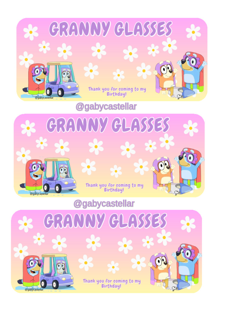 Bluey Grannie Glasses | PDF