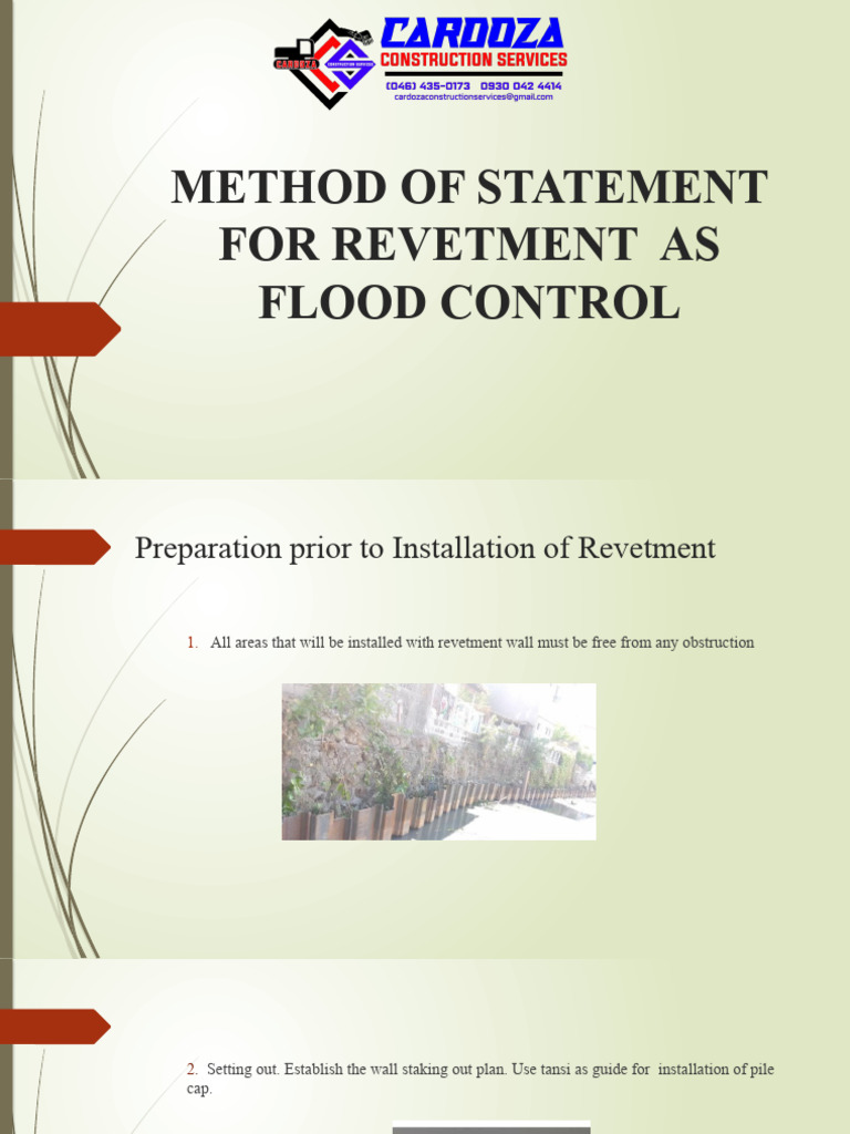 Method of Statement For Revetment As Flood Control | PDF