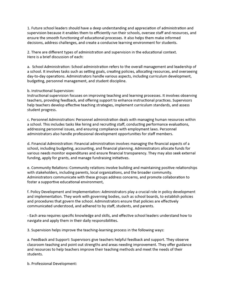 Understanding School Administration & Supervision | PDF | Teachers ...