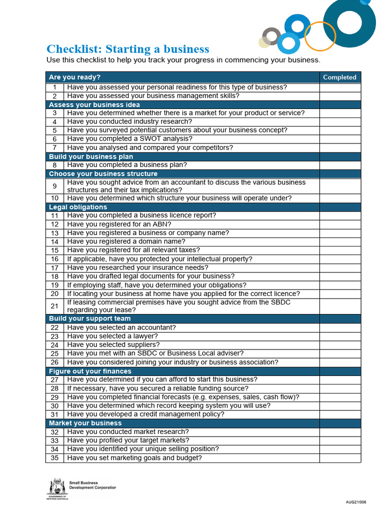 Business Startup Checklist Guide | PDF | Career & Growth | Business