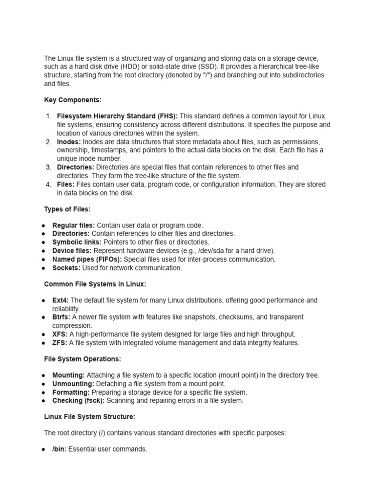 Explain linux file system in detail pdf file system computer file