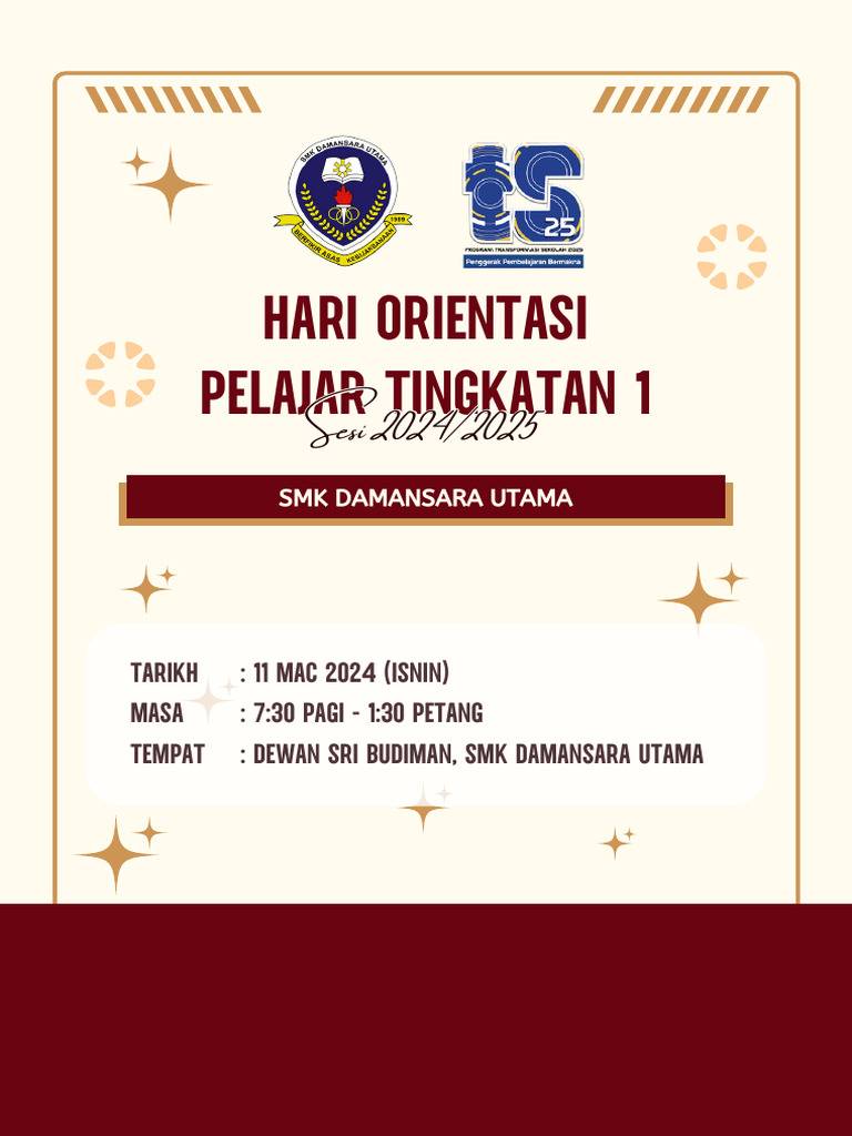 Hari Orientasi Tingkatan 1 SMKDU 2024 | PDF
