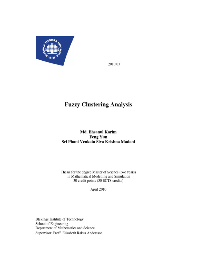 FULLTEXT01 | PDF | Cluster Analysis | Fuzzy Logic