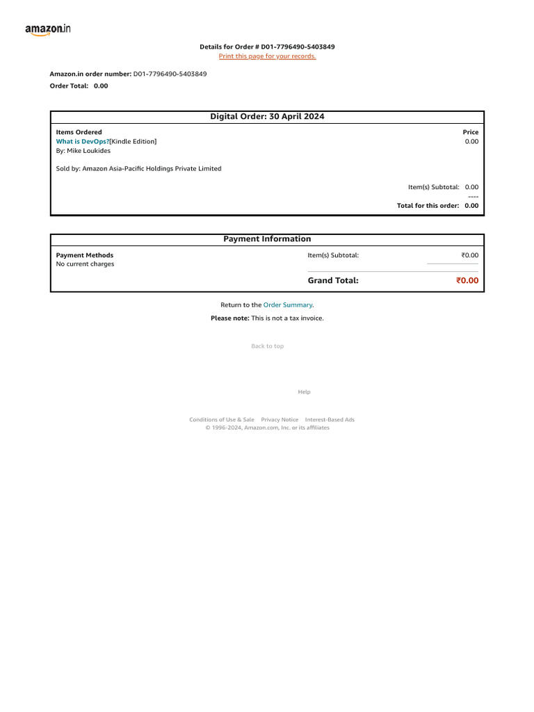 Amazon in digital order summary pdf