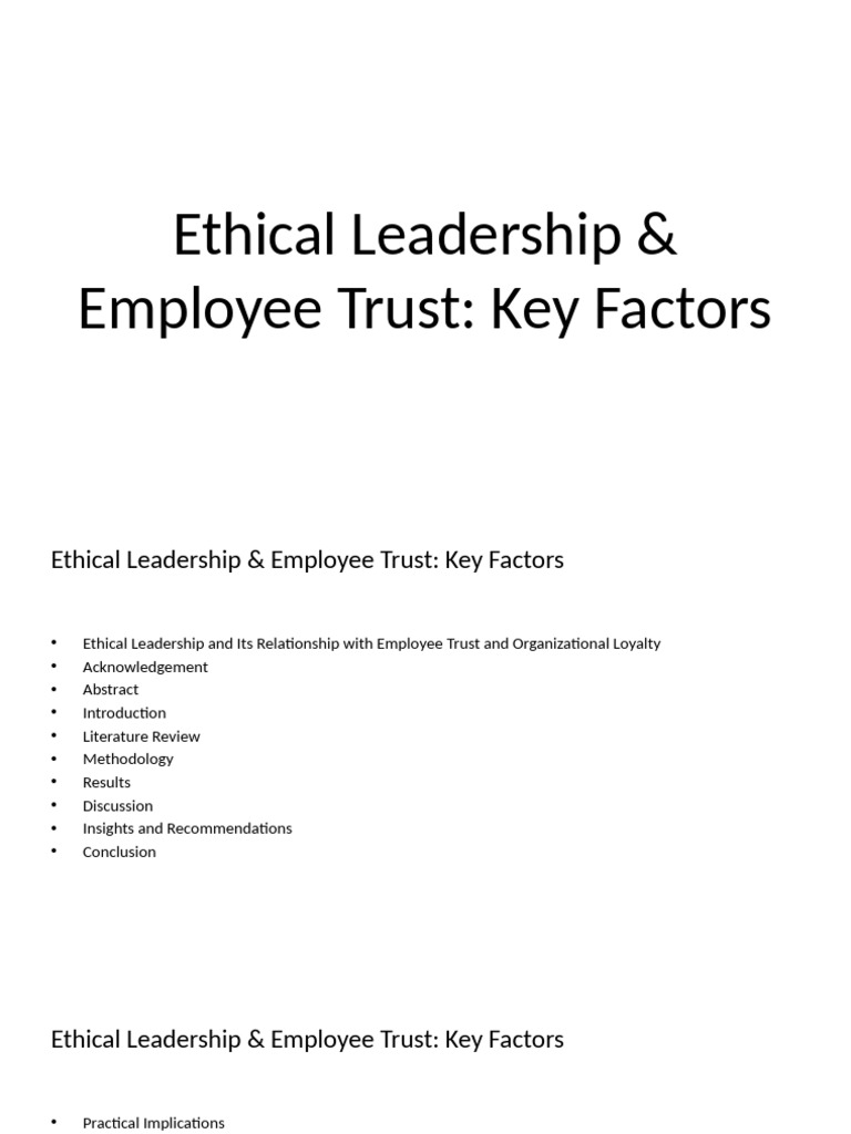 Ethical Leadership Boosts Trust | PDF | Leadership | Employee Retention