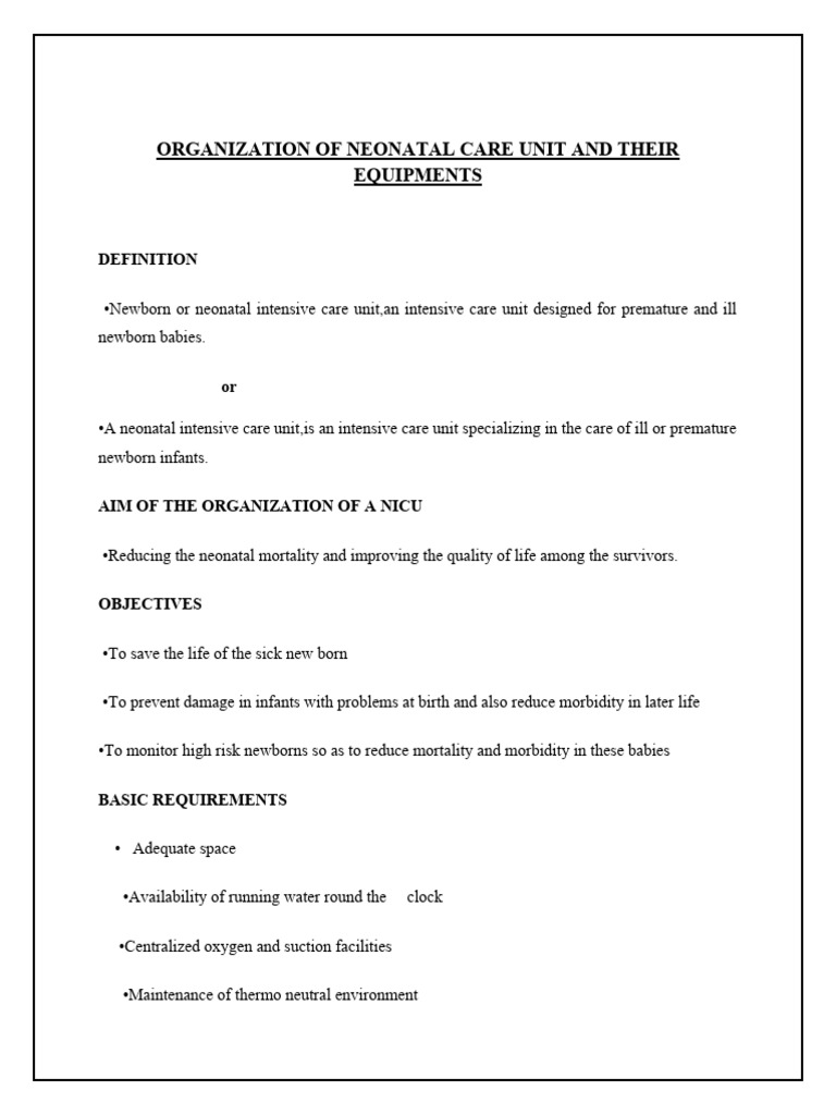Organizing a Neonatal Care Unit Guide | PDF | Neonatal Intensive Care ...
