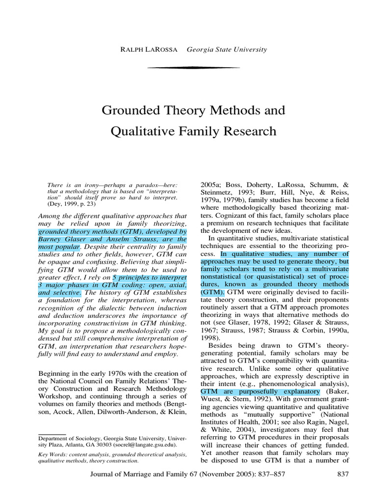 Grounded Theory and Family Research | PDF | Qualitative Research | Concept