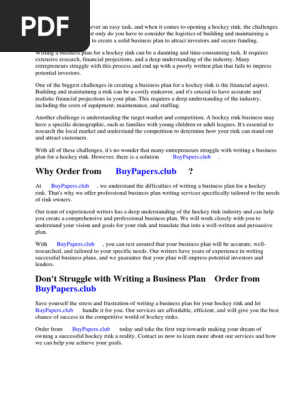 Hockey Rink Business Plan