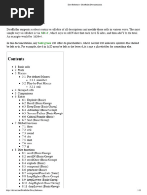 Dice Reference - DiceRoller Documentation