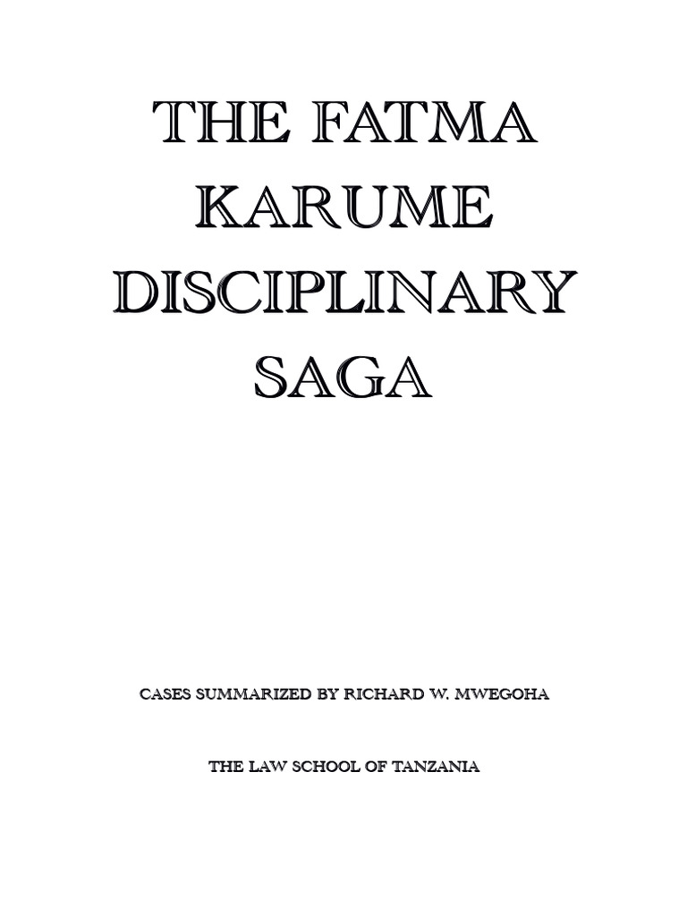 Fatma Karume Disciplinary Case Summary | PDF | Appeal | Advocate