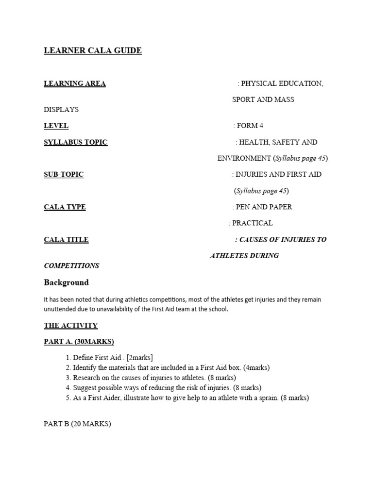 First Aid for Athlete Injuries Guide | PDF