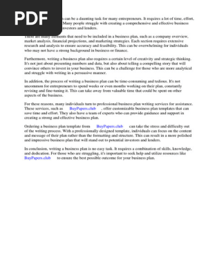 Business Plan Template Doc