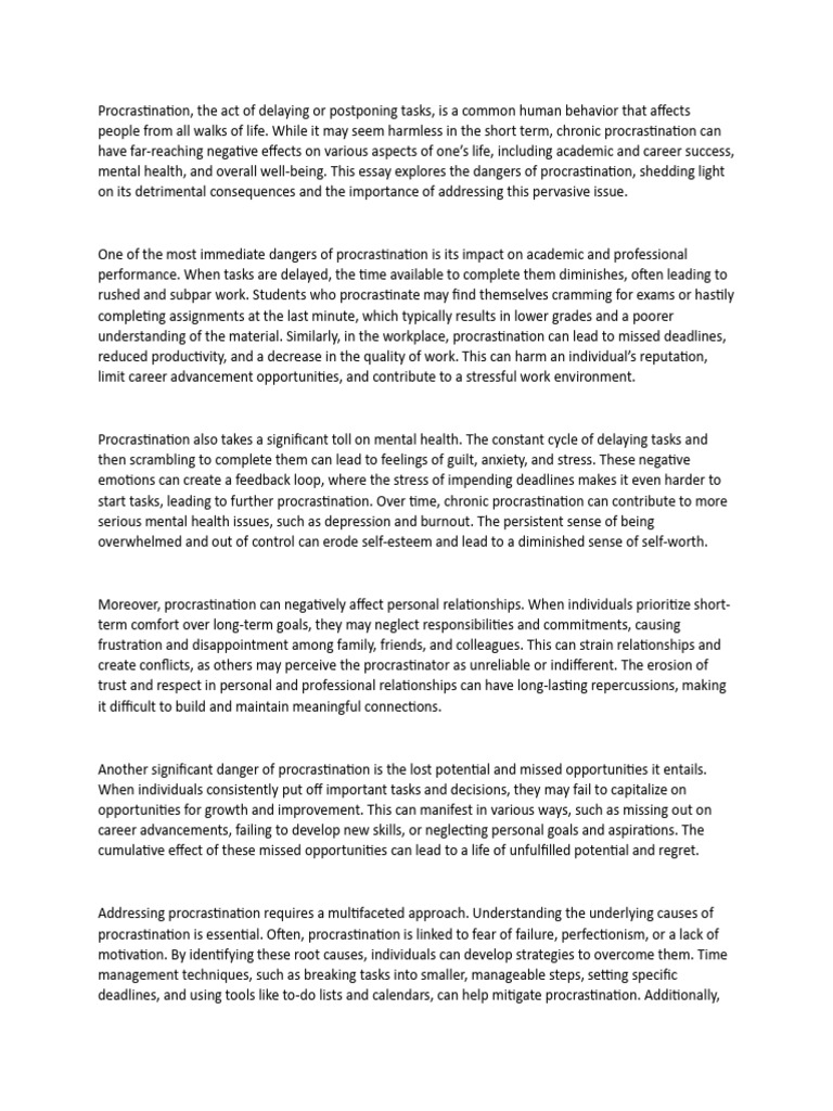 Procrastination Pdf Professional Skills Procrastination