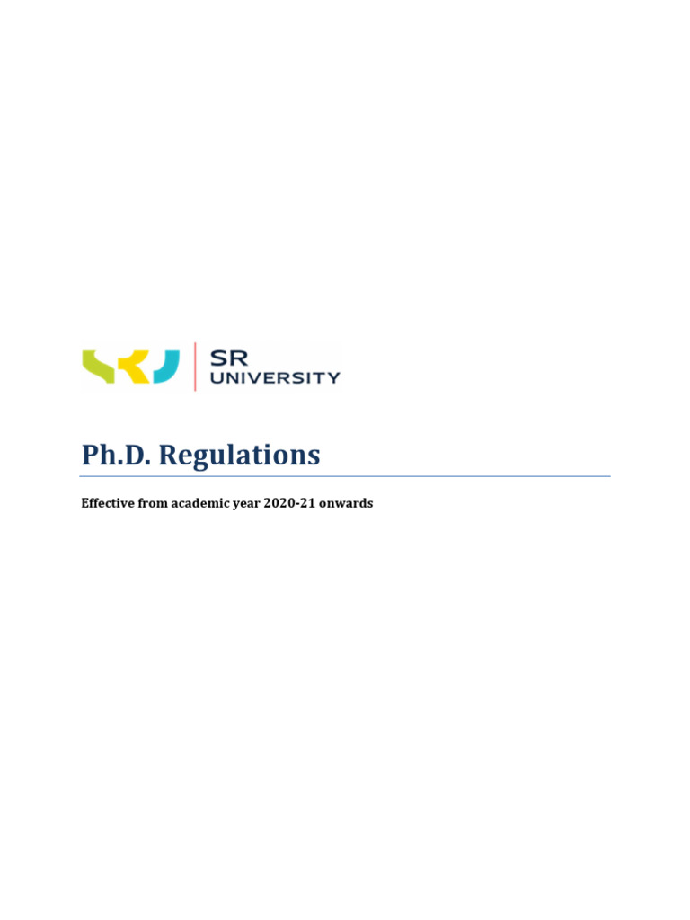 Sru Phd Regulations Pdf Doctor Of Philosophy Thesis
