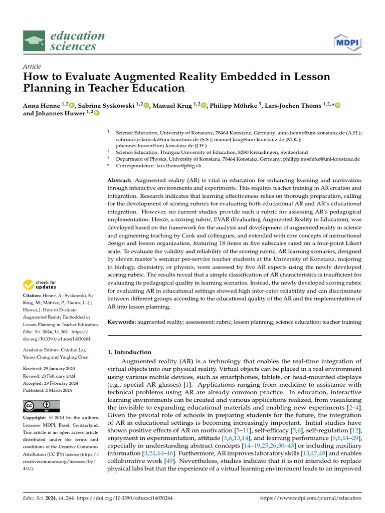 4 - 2024 - How To Evaluate Augmented Reality Embedded in Lesson | PDF ...