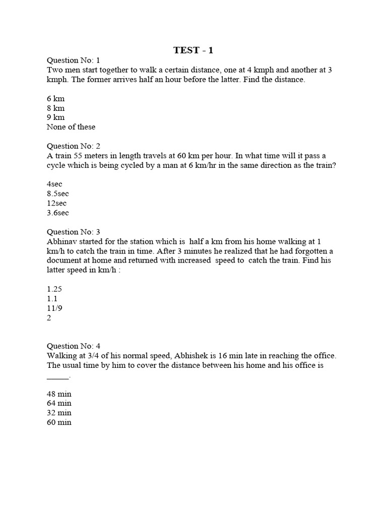 Test 1,2,3 PDF Speed Train