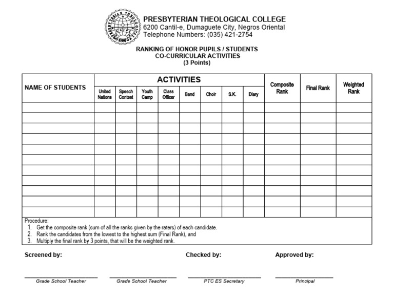 Honor Students Ranking Procedure | PDF