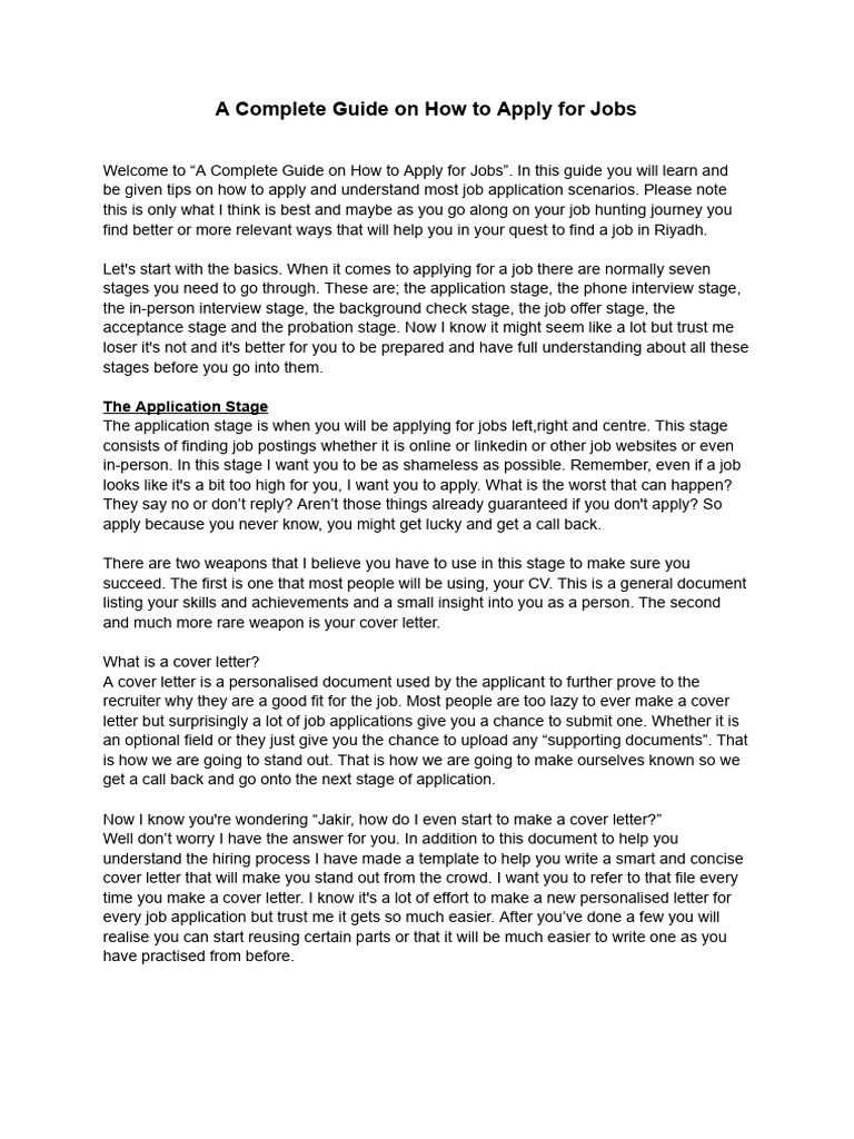 A complete guide on how to apply for jobs by jakir pdf download free