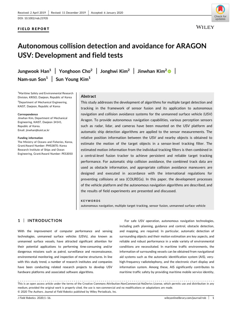 Autonomous Collision Avoidance for USV | PDF | Lidar | Radar