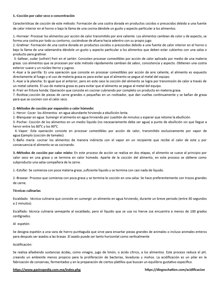Metodos de Coccion y Tecnicas Culinarias | PDF | Cocinando | Hirviendo