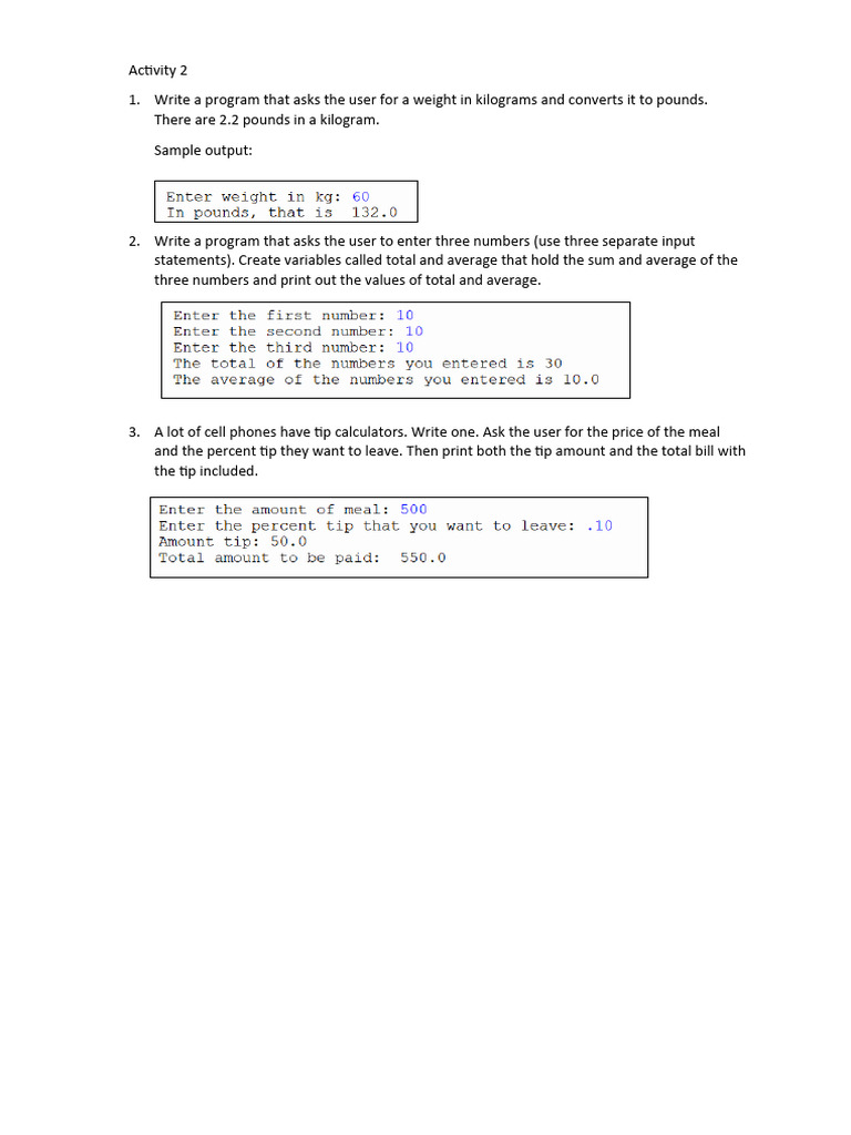 2ND PROGRAMMING ACTIVITY | PDF