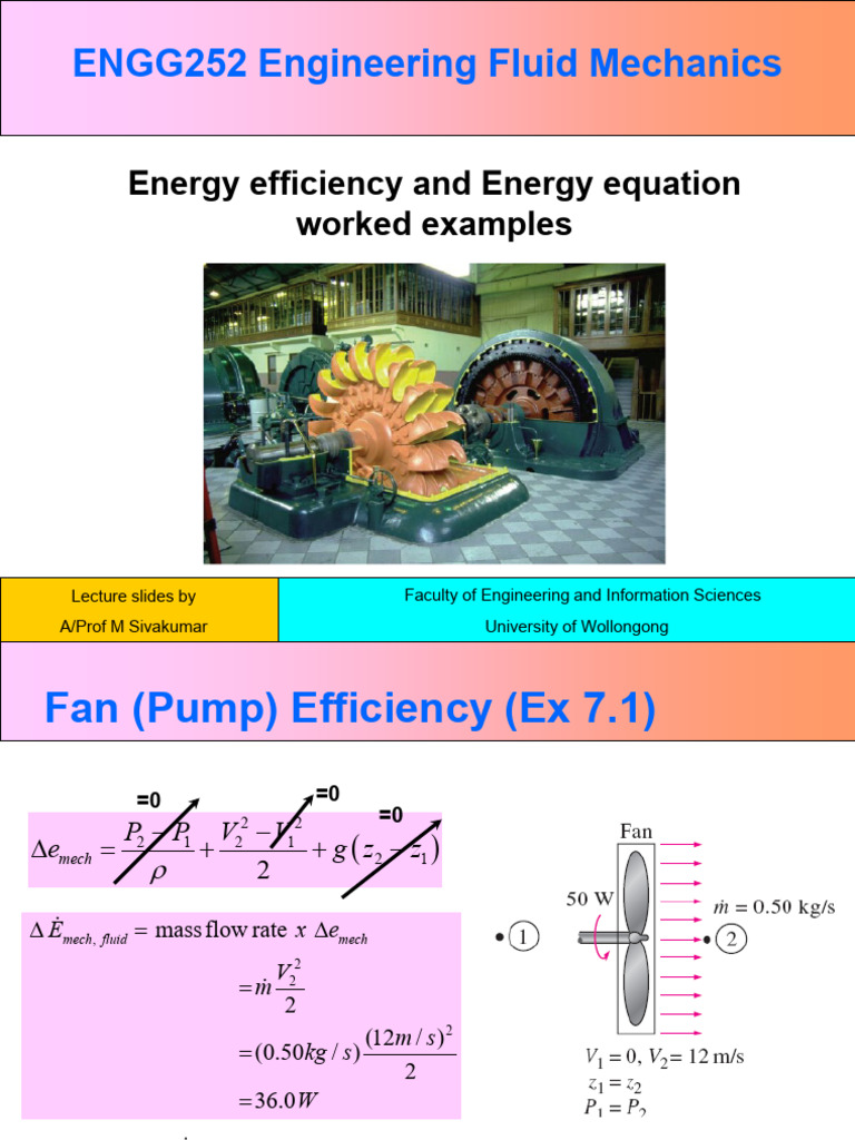Energy Eqn - Energy Efficiency - wk7 - 2024 - Worked Examples | PDF ...