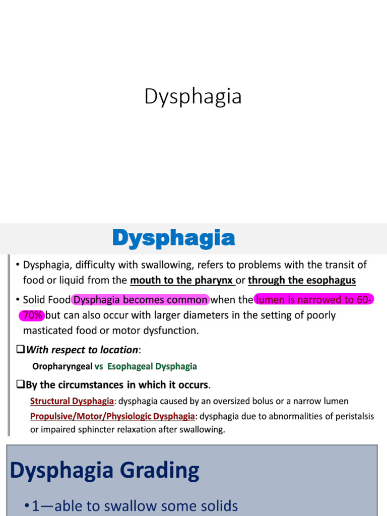 Dysphagia | PDF | Esophagus | Esophageal Cancer