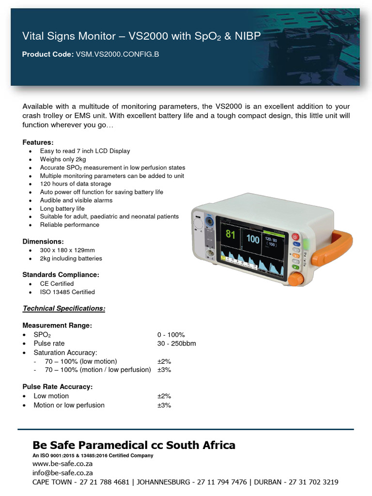 VS2000 Vital Signs Monitor Configuration | PDF | Blood Pressure