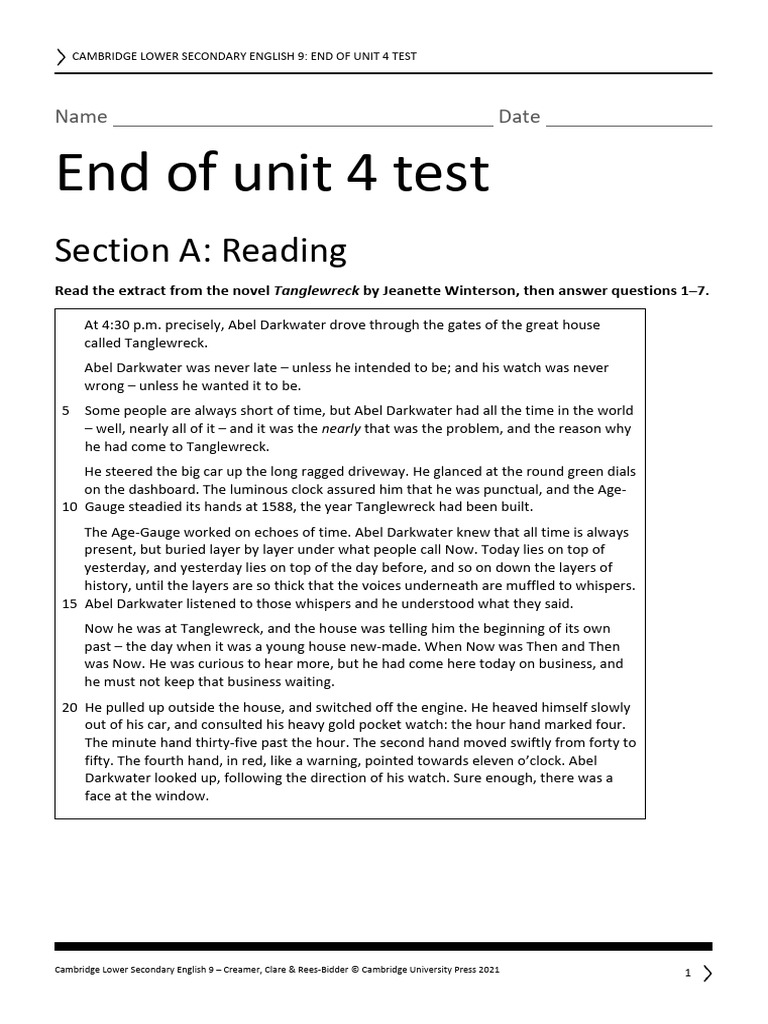 End of Unit 4 English Test | PDF | Home & Garden