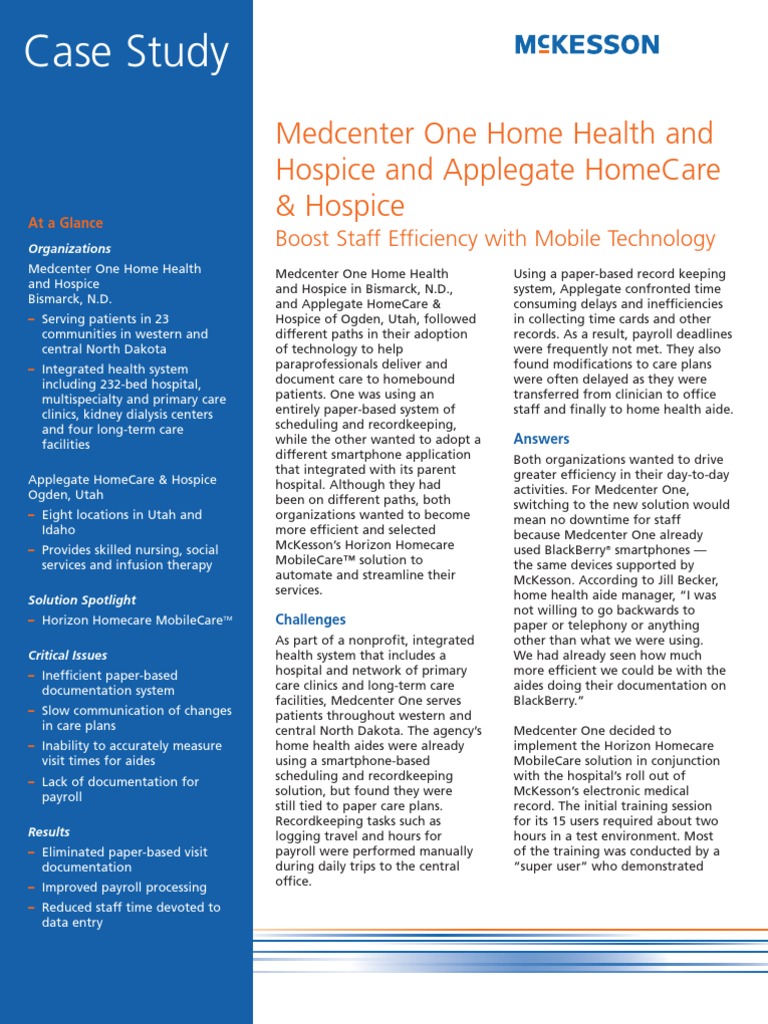 MedCenter One Home Health and Hospice and Applegate HomeCare & Hospice PDF Home Care