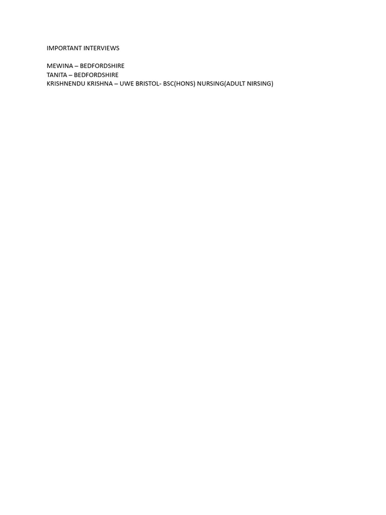 Key Interviews: Nursing & Education Insights | PDF