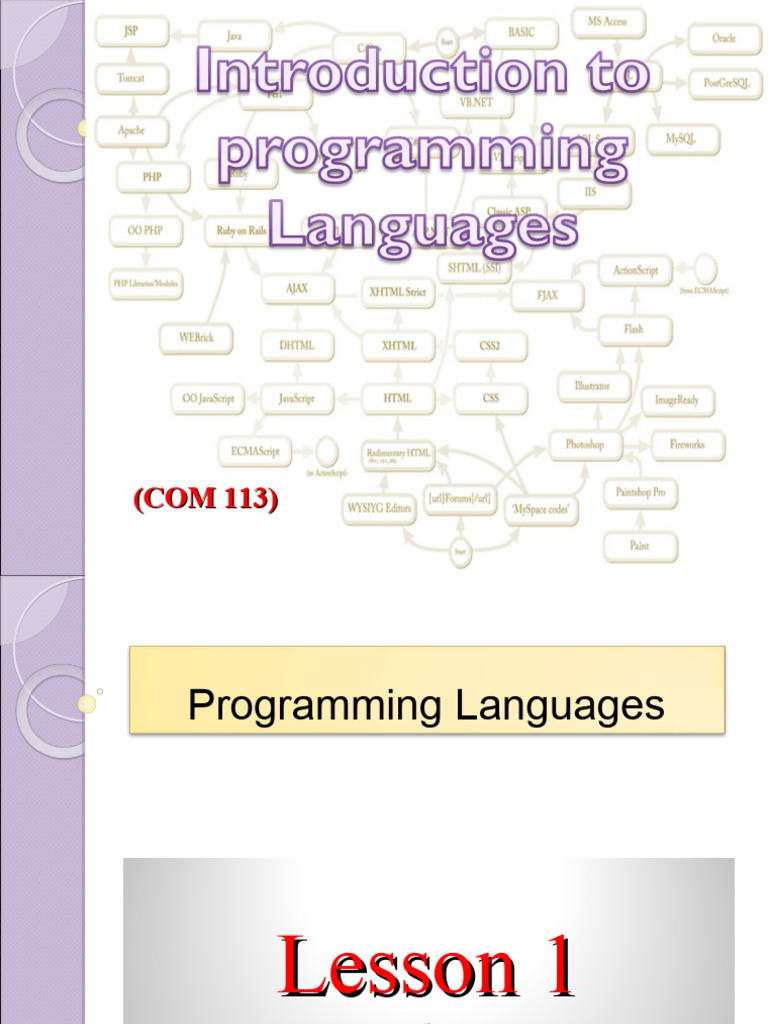 Introduction To Programming Languages - Full Lessons | PDF | Class ...