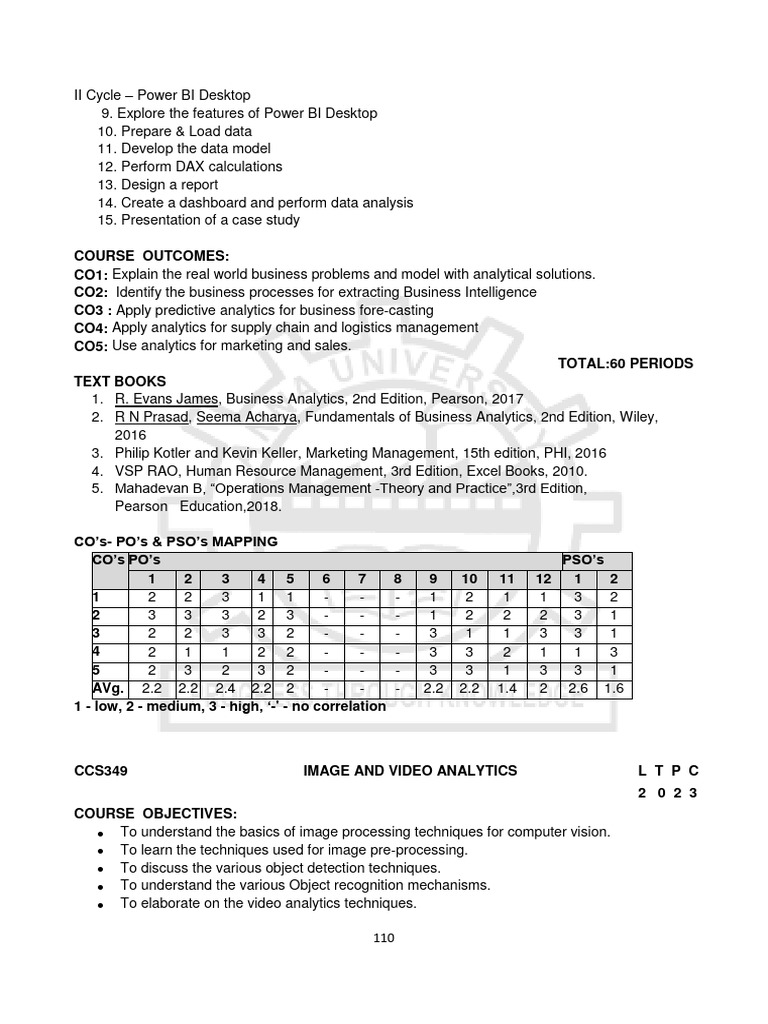 Computer Vision and Video Analytics Syllabus | PDF | Computer Vision ...