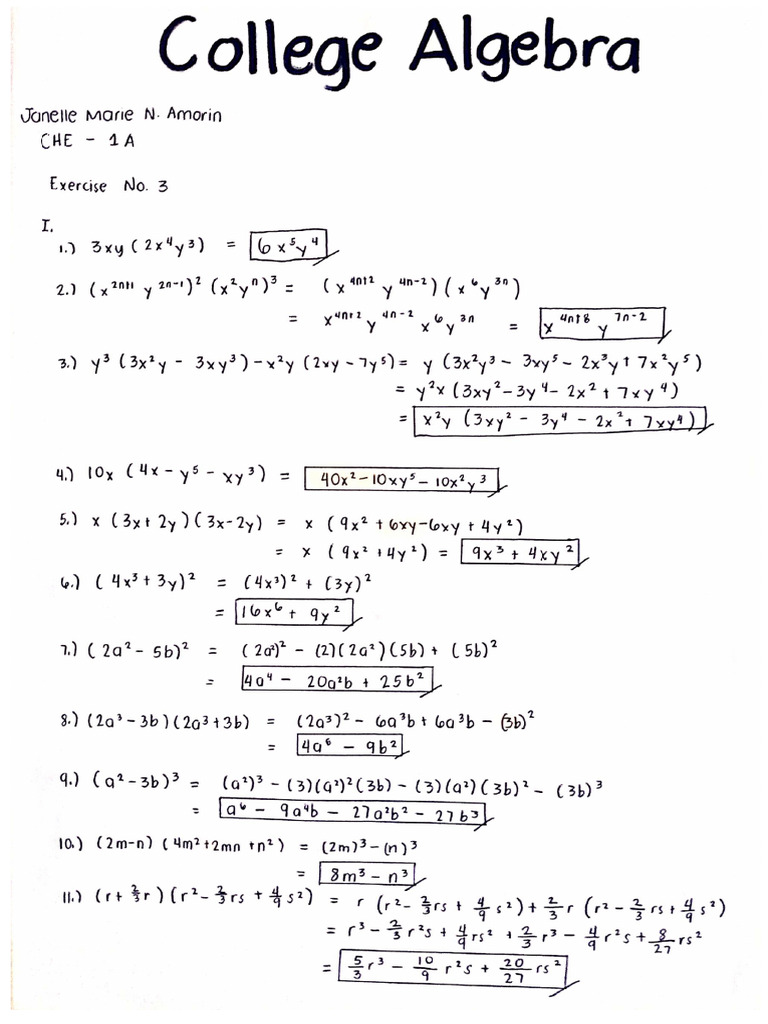 Algebra Exerciseno.3 | PDF