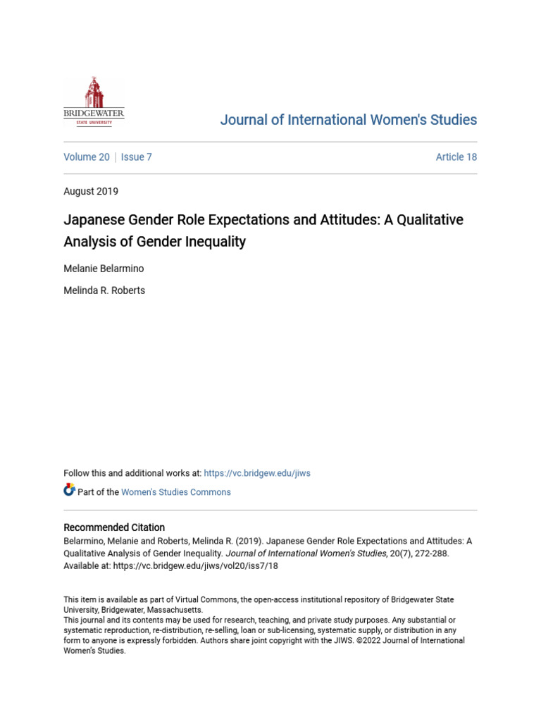 Japanese Gender Role Expectations and Attitudes | PDF | Domestic ...