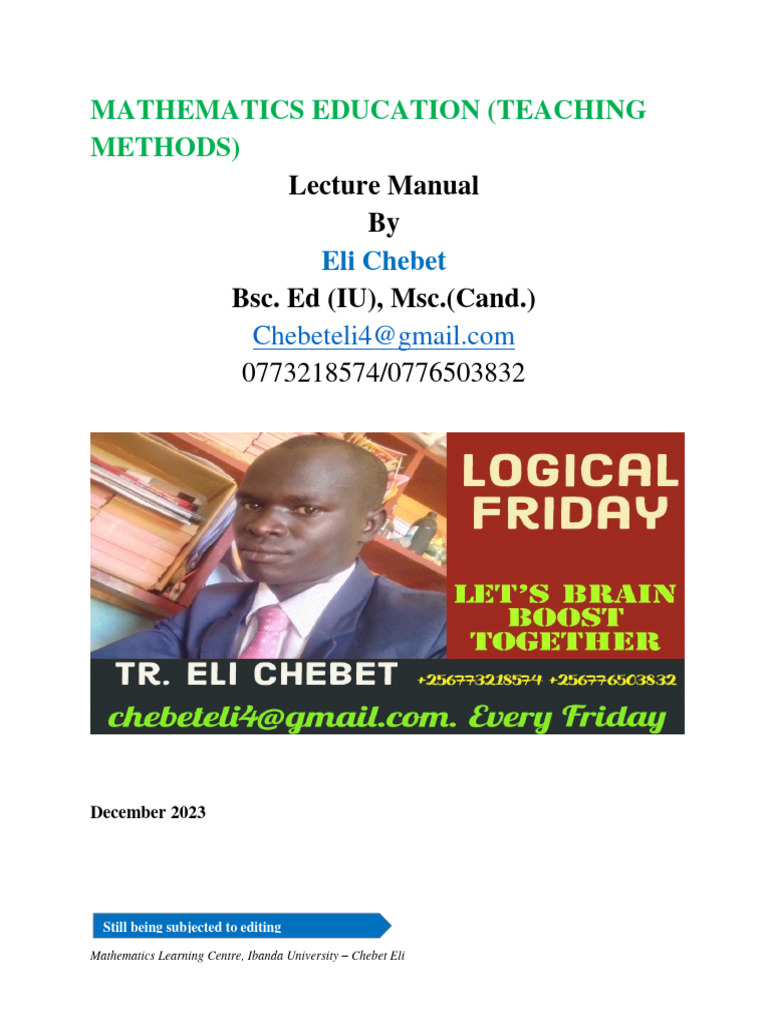 Mathematics Teaching Methods Manual | PDF | Educational Assessment ...