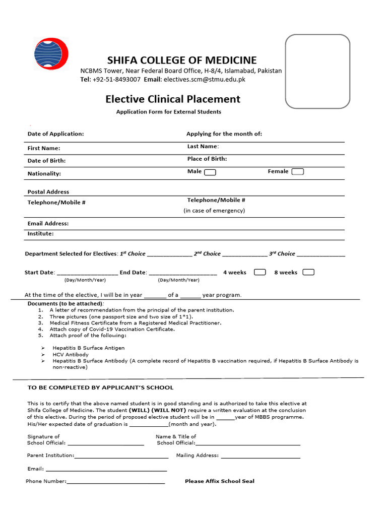 External Students Elective Form 2023 | PDF | Hepatitis B | Medical School