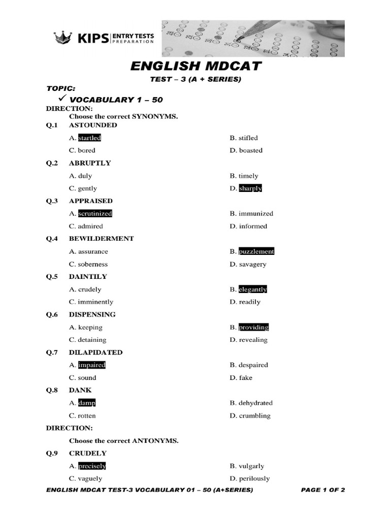 KIPS Vocab 1-208 + Key | PDF