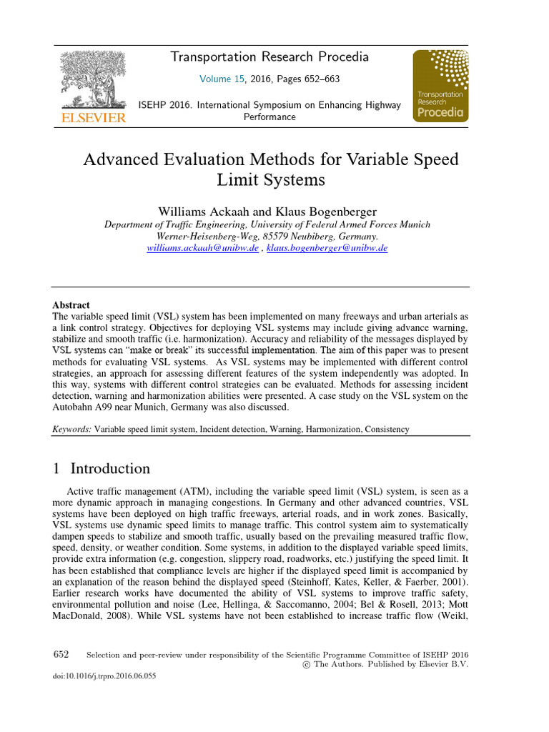 Evaluating Variable Speed Limit Systems | PDF | Traffic | Speed Limit