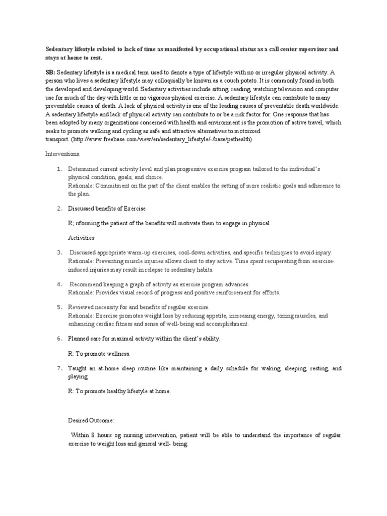 NCP | Sedentary Lifestyle | Fatigue (Medical)