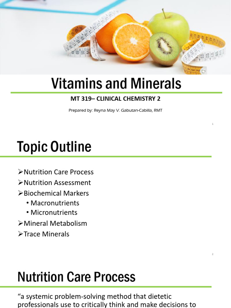 Vitamins and Minerals in Nutrition Care | PDF | Nutrition | Diet ...
