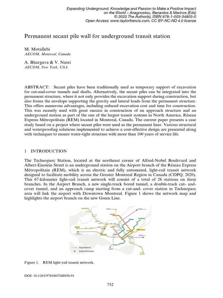 Permanent Secant Pile Walls in REM Station | PDF | Deep Foundation ...