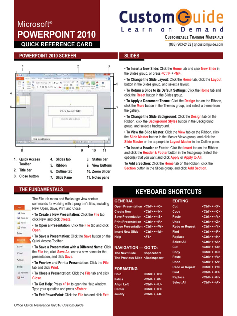 QR Powerpoint Quick Reference 2010 | PDF | Button (Computing ...