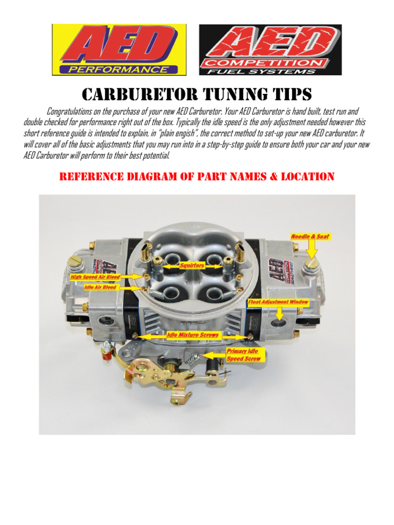 AED Carburetor Adjustment Guide | PDF | Carburetor | Vehicle Technology