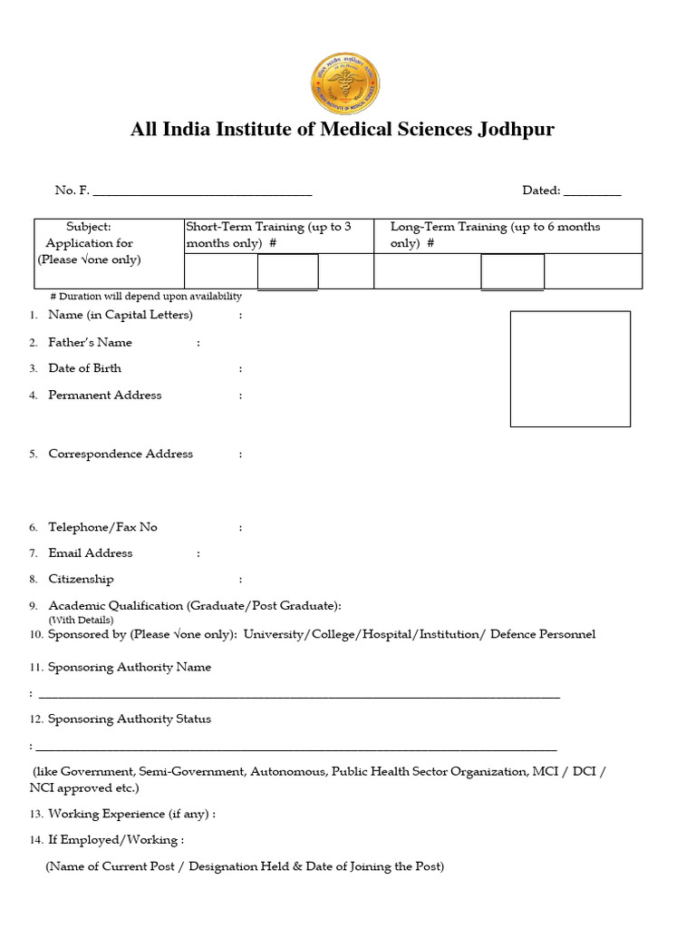 AIIMS Jodhpur Observership Application Guide | PDF | Postgraduate ...