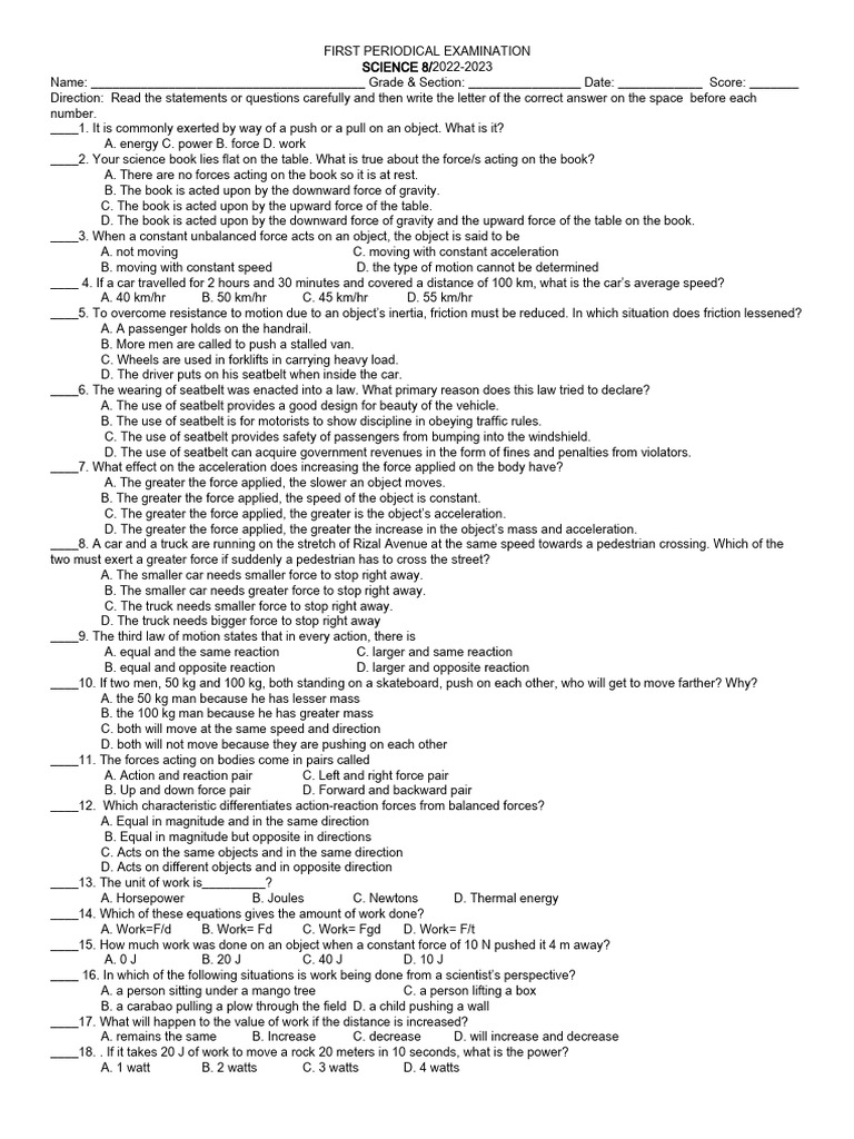First periodical exam science 8 download free pdf voltage wavelength