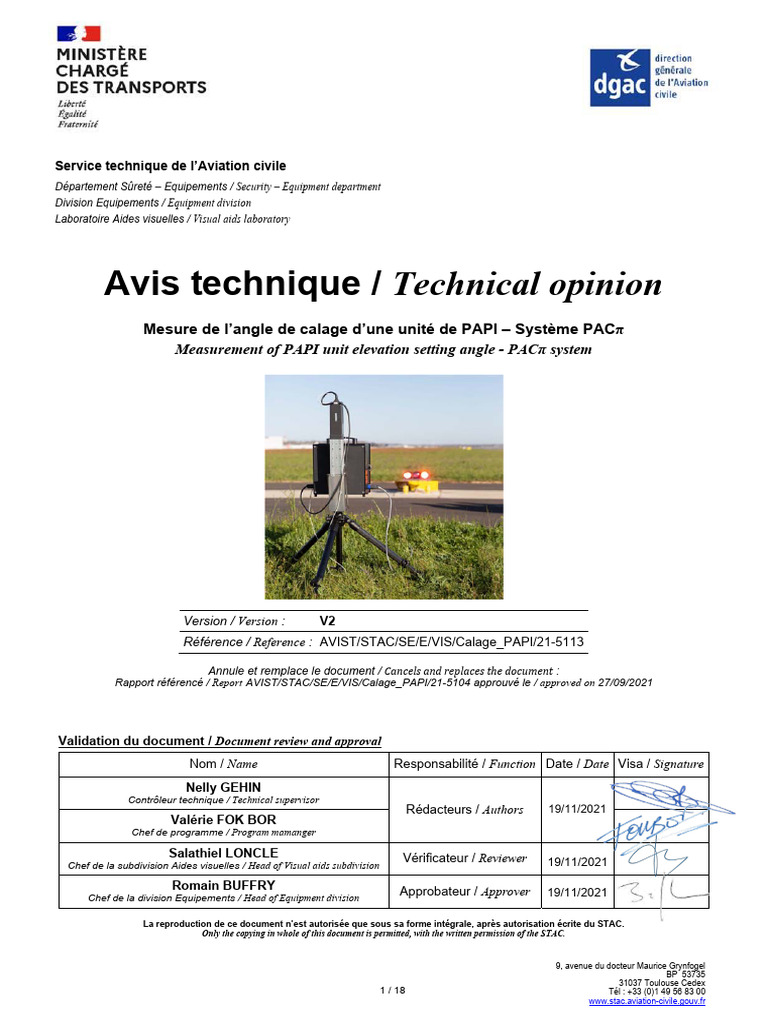 Mesure de l'angle PAPI - Système PACπ | PDF | Métrologie | Probabilité ...