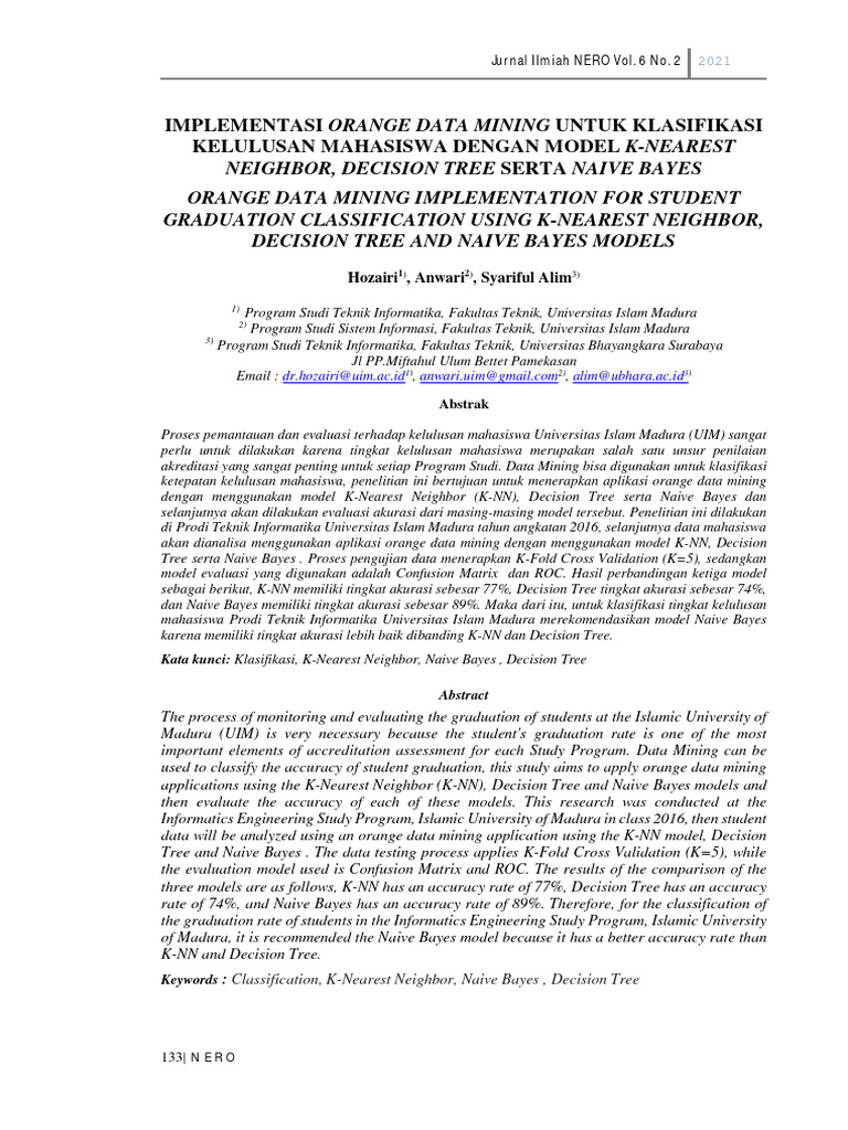 Implementasi Orange Data Mining Untuk Klasifikasi | PDF