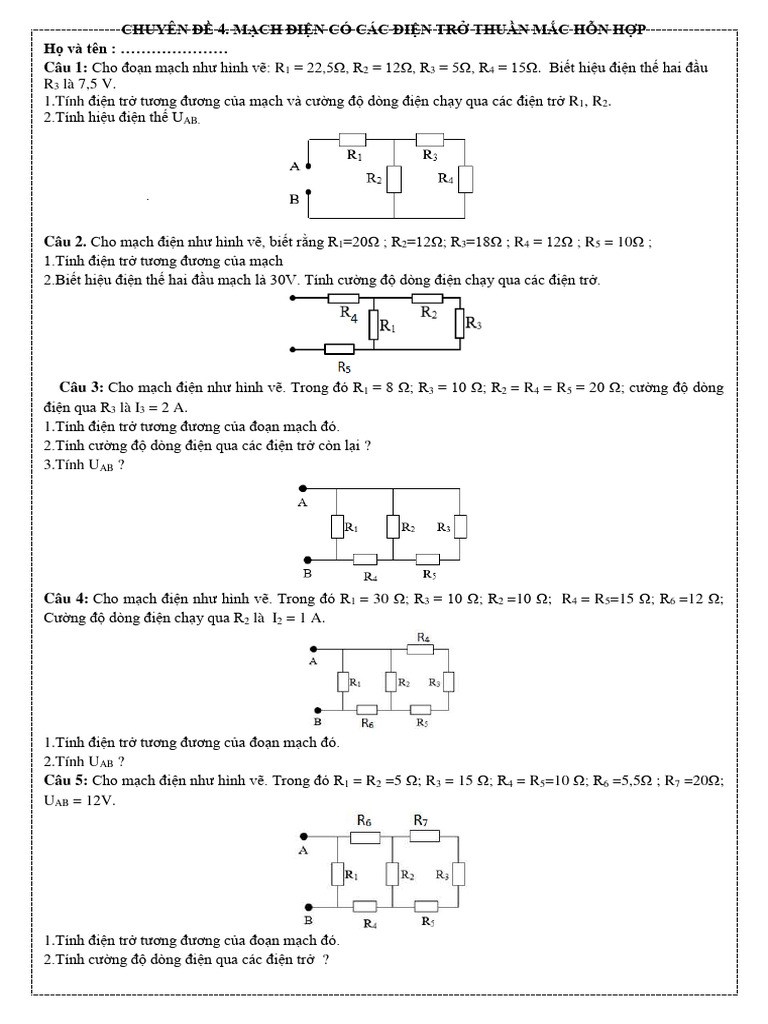 6. Các Thí Nghiệm Liên Quan đến Hiệu Điện Thế UAB